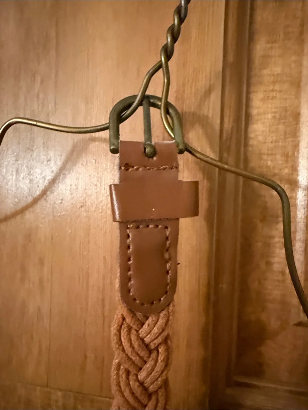 Woven Leather and string belt- Brown